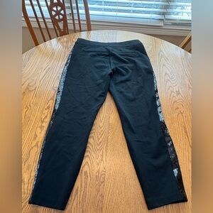 Spanx Black Ponte Knit Side Sequin Crop Tuxedo Pants Size XL